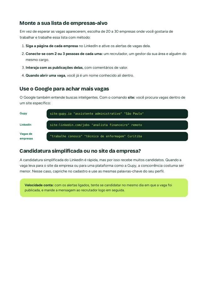 Página com modelos de mensagens para recrutadores